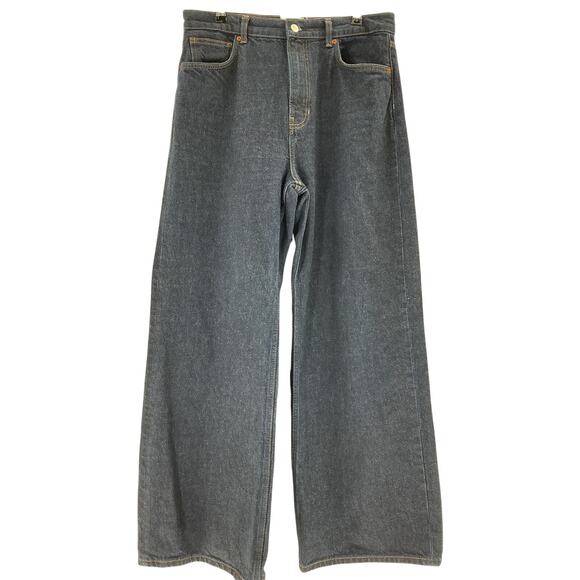 Reformation Denim - Reformation 'Cary' Blue Cotton High Rise Slouchy Wide Leg Jeans Size 30